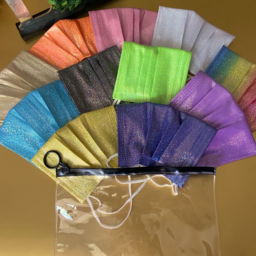 Facemasks holographic Unisex + free gift Variety pack of 15